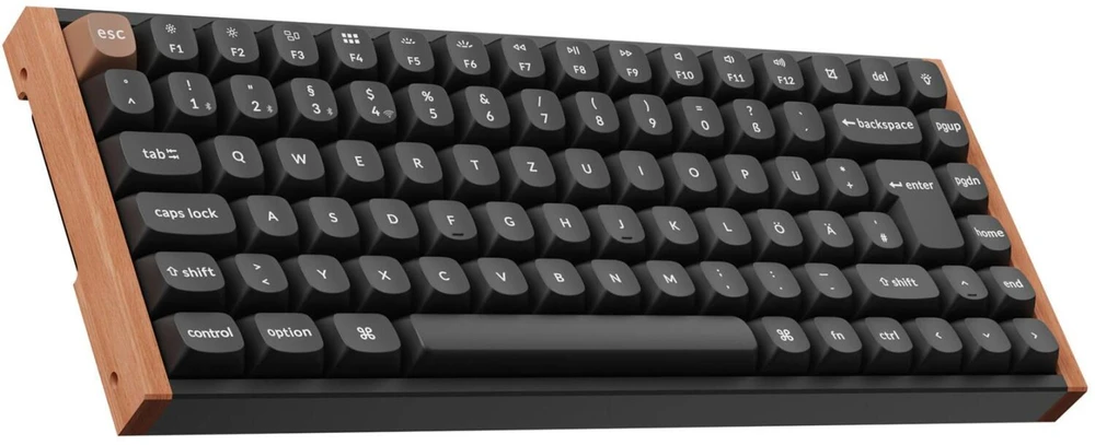 Klaviatūra Keychron K2 HE (juodas/holz, DE-išdėstymas, Gateron Double-Rail Magnetic Nebula, Aluminiumrahmen)