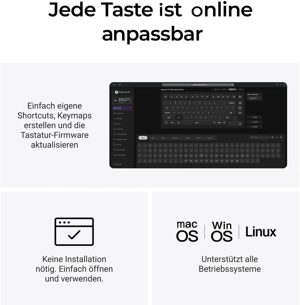 Klaviatūra Keychron Keychron V6 Ultra 8K 100% Bk RGB Raudona H