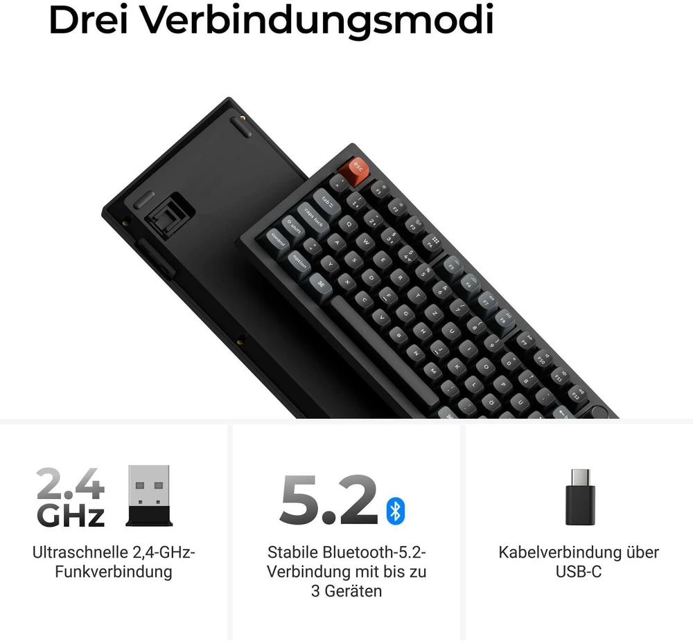 Klaviatūra Keychron Keychron V6 Ultra 8K 100% Bk RGB Raudona H