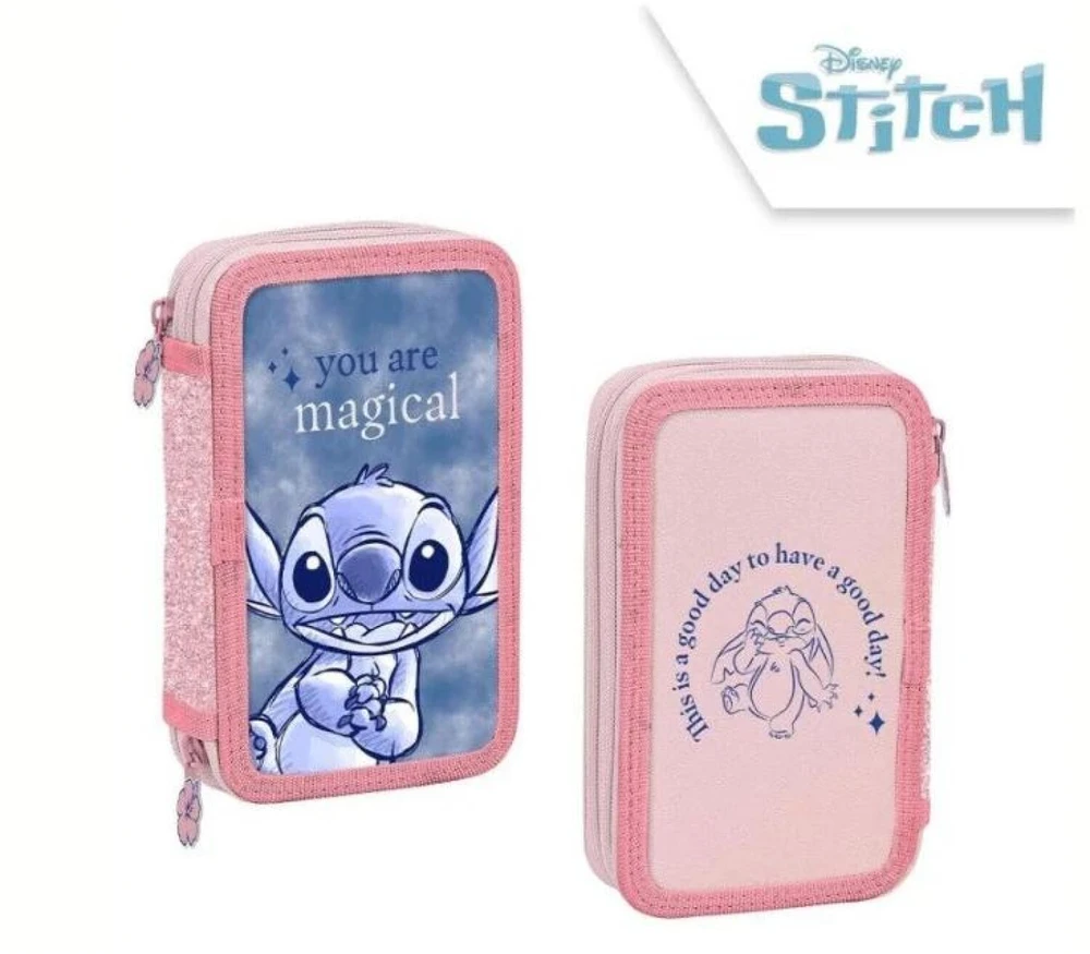 Kids Euroswan Penalas Dviejų skyrių pieštukų dėklas „Stitch“ su priedais