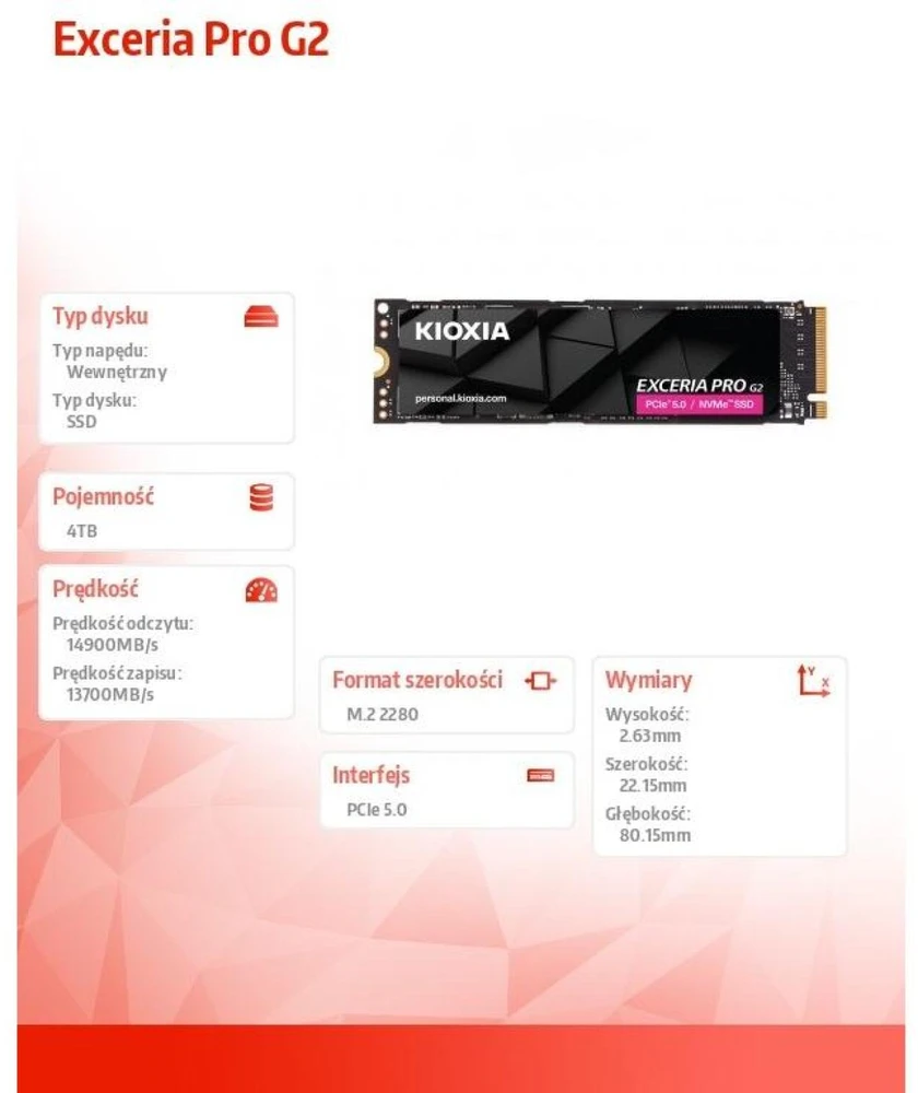 Kioxia Exceria PRO G2 M.2 Pci-e NVMe 4TB