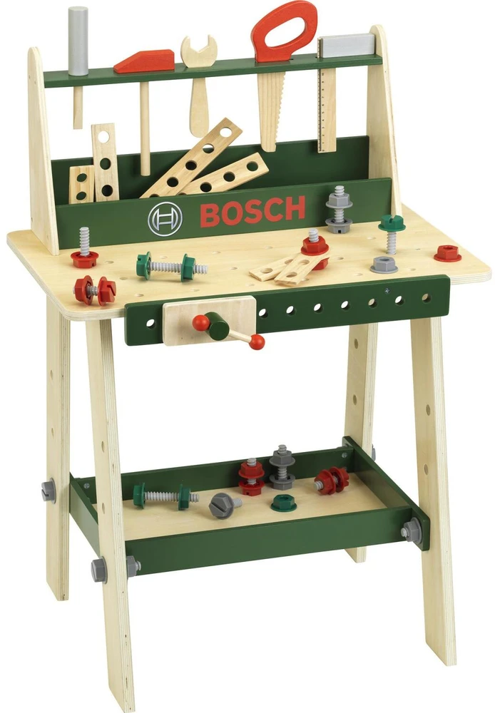 Klein Toys Polesie Theo Klein Bosch medinis pušies medienos darbastalis, vaikų įrankiai