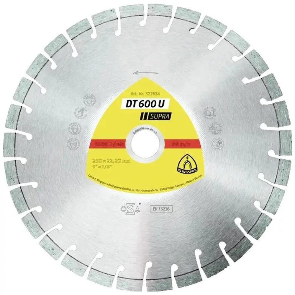 Klingspor segmentinis deimantinis diskas SUPRA DT600U, 350x3,0x20 mm, gelžbetonis (325194)