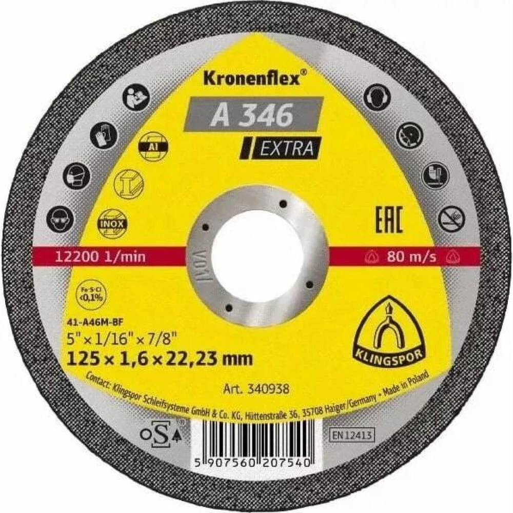 KLINGSPOR TARCZA DO CIĘCIA METALU 230mm x 1,9mm x 22,2mm A346
