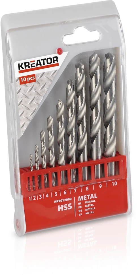 Grąžtas Kreator KRT012002 - 10 pcs HSS Metal Drill Bits 1-10mm