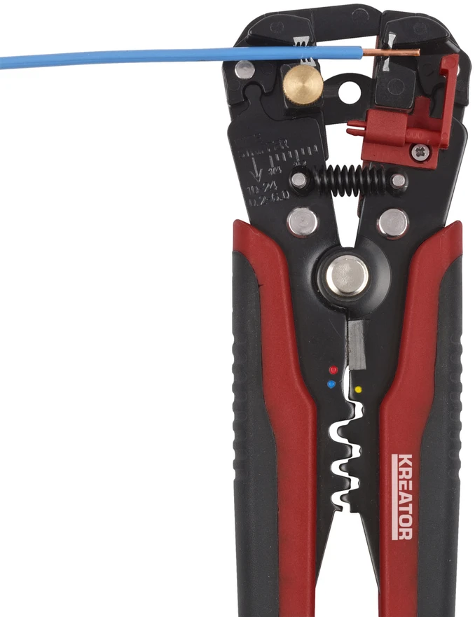 Kreator KRT606006 automatinis laidų nuėmiklis, 6 mm, 10 mm, 7-8 mm, presavimo funkcija, guminė rankena