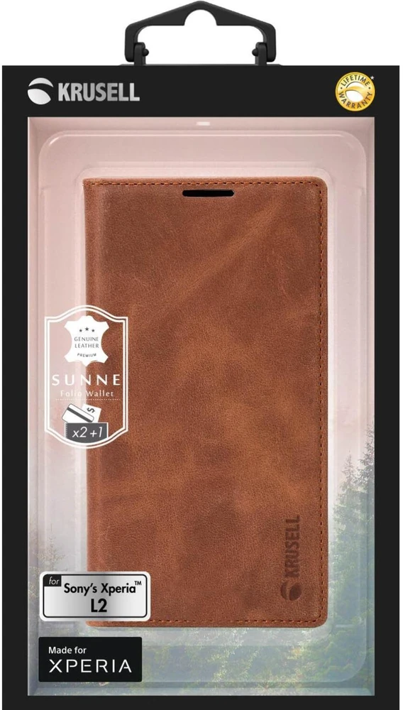 Dėklas Krusell Sunne 2 Card Foliowallet Sony Xperia L2 vintage pažandinis