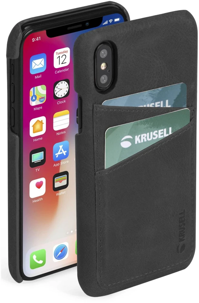 Telefono dėklas Krusell Sunne 2 Card Cover iPhone XS Max, juodas