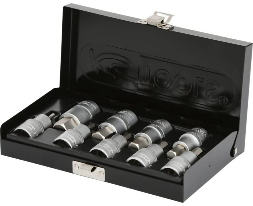 Galvučių su šešiakampiais antgaliais komplektas 1/2", HEX 4-, KS Tools