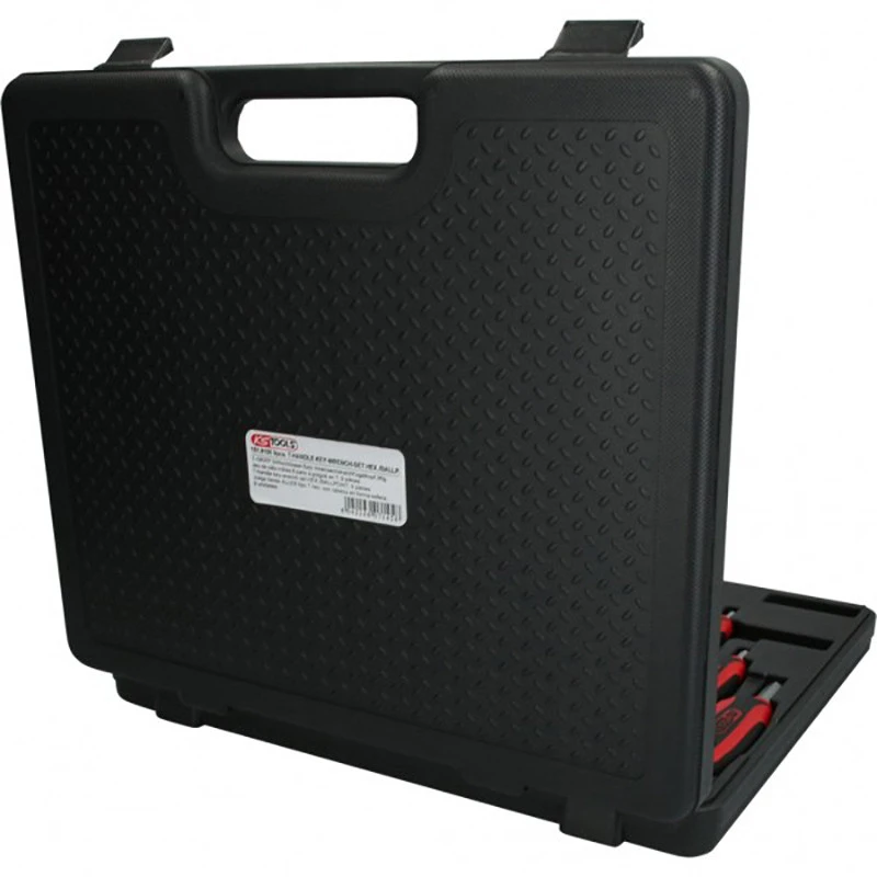 T- formos raktų komplektas, šešiakampiai HEX 2-12 mm, 9 vnt, KS Tools