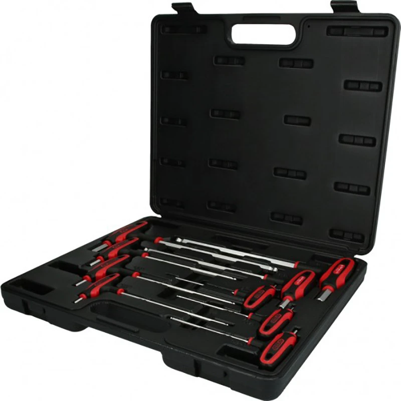 T- formos raktų komplektas, šešiakampiai HEX 2-12 mm, 9 vnt, KS Tools