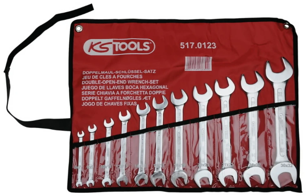 Raktų atvirais galais komplektas, 11vnt, 6x7-30x32mm, KS Tools