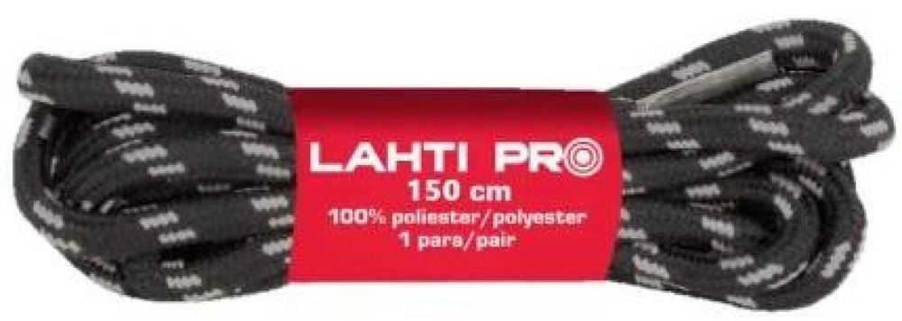 Lahti Pro Sznurowadła Apvalūs batraiščiai juodai pilki l904025p, 10 porų, 150 cm, Lahti
