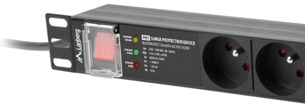 LANBERG PDU Rack pro 19 colių 1U 16A 7x FR lizdai 2m