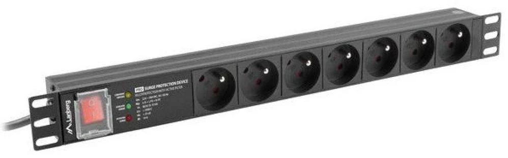LANBERG PDU Rack pro 19 colių 1U 16A 7x FR lizdai 2m