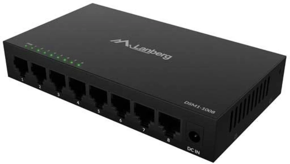 Šakotuvas Lanberg komutatorius 8x 1Gb/s nevaldomas 12V metalinis korpusas, sp.