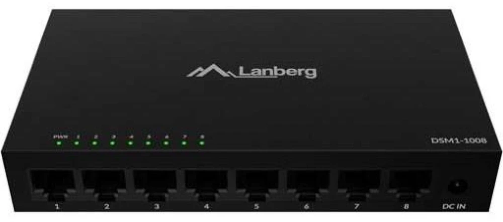 Šakotuvas Lanberg komutatorius 8x 1Gb/s nevaldomas 12V metalinis korpusas, sp.