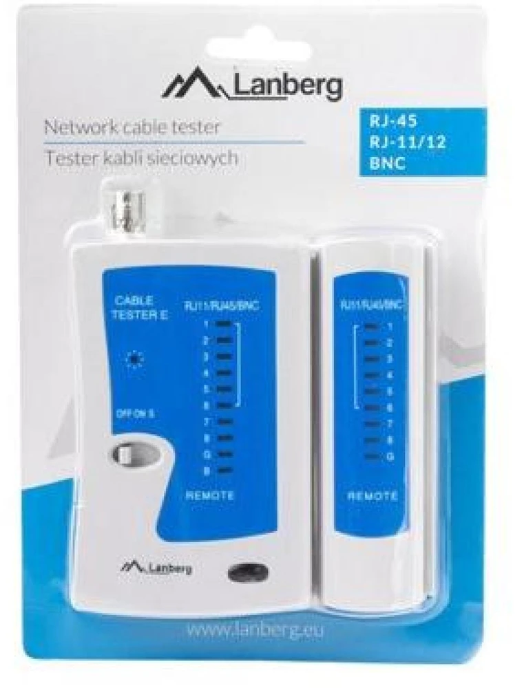 Tinklo kabelių testeris Lanberg ‎NT-0401, RJ-45, RJ-11, RJ-12, koaksialiniams kabeliams