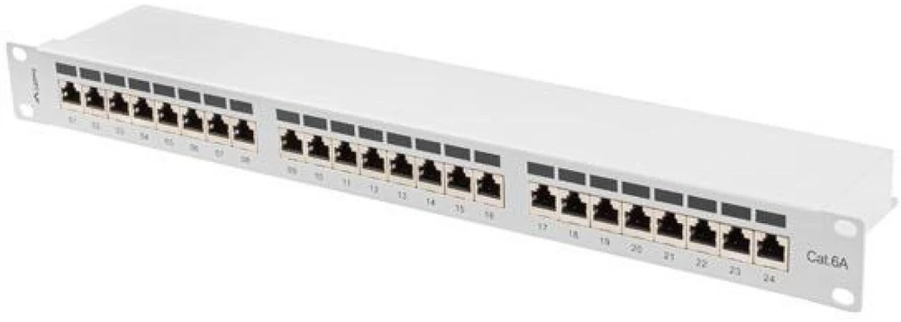 LANBERG patch panel 24 port 1U kat.6A FTP pilkas