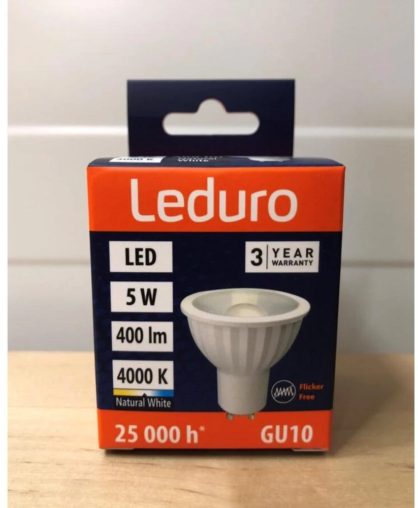 Lemputė LEDURO Energijos suvartojimas 5 vatai Šviesos srautas 400 liumenų 4000 K 220–240 V 21205