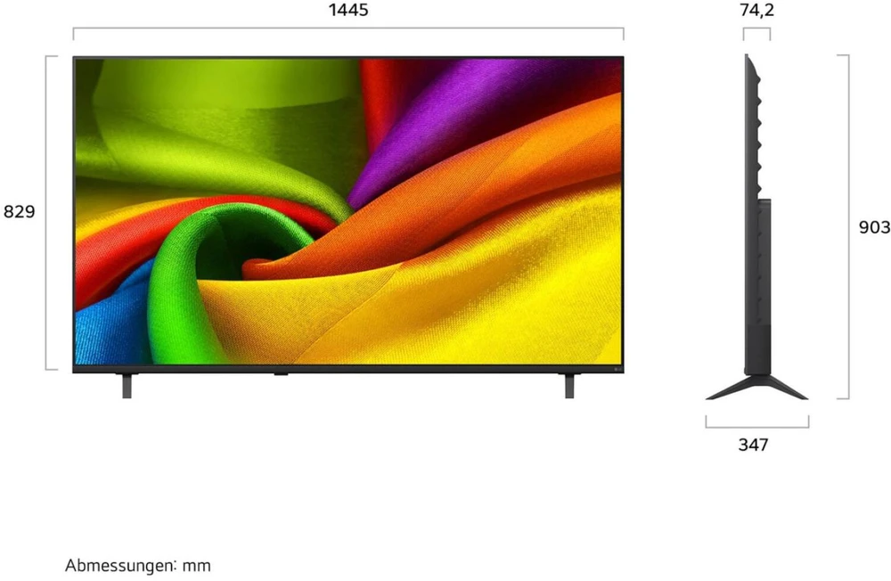 Lg televizorius 65NU800B6LA.AEEQ, 165cm, 3840x2160, LED, 4K UHD, NanoCell, webOS 26, 3x HDMI 2.1, USB-A 2.0, RJ45, CI+, WiFi