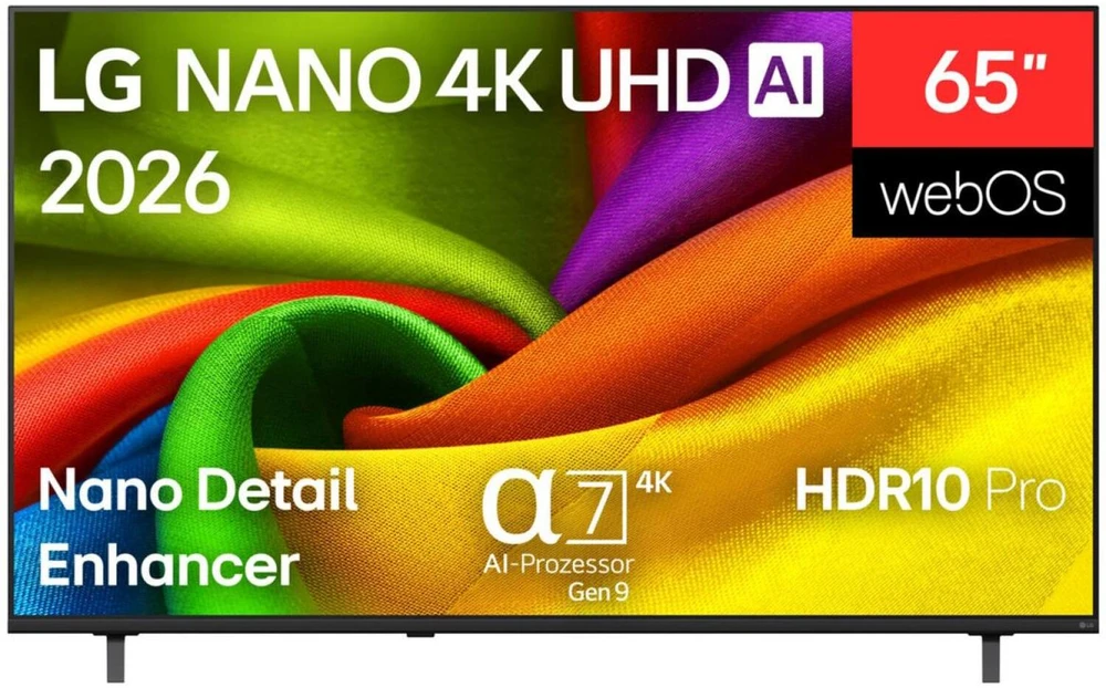 Lg televizorius 65NU800B6LA.AEEQ, 165cm, 3840x2160, LED, 4K UHD, NanoCell, webOS 26, 3x HDMI 2.1, USB-A 2.0, RJ45, CI+, WiFi