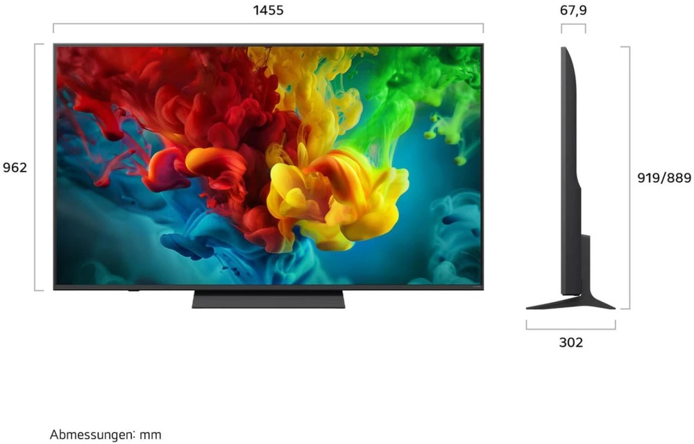 Lg televizorius 65QNED83B6A.AEUD, 164cm, 3840x2160, Mini LED, 120Hz, webOS 26, HDR10, HLG, FreeSync Premium, VRR, ALLM, WLAN
