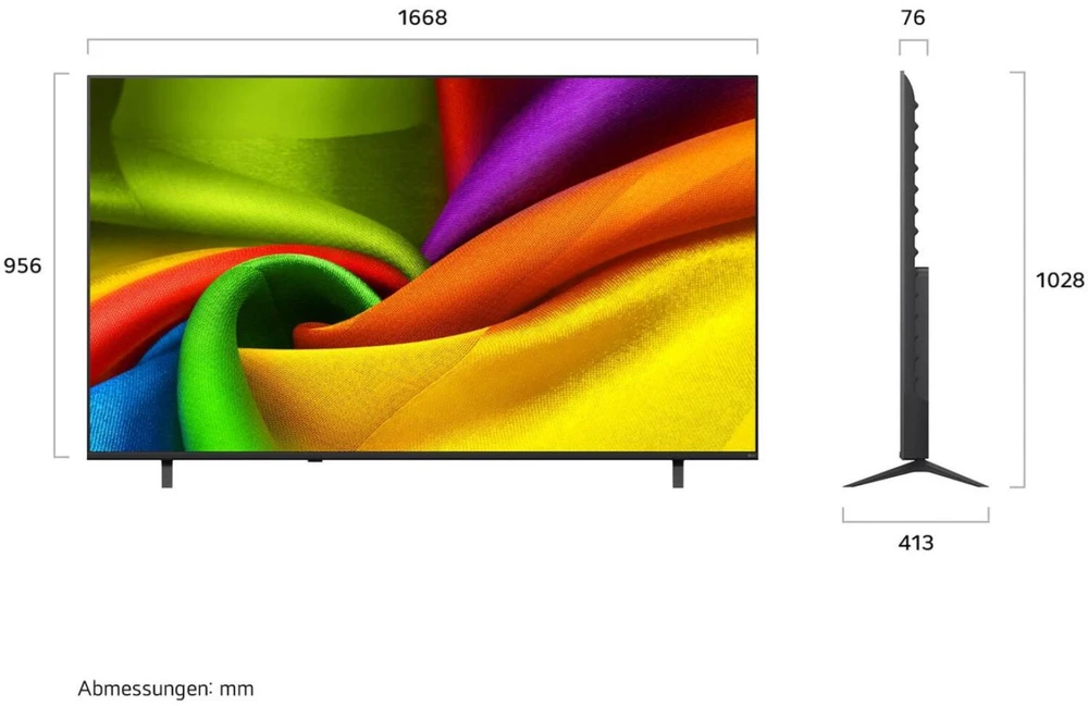 Lg televizorius 75NU800B6LA.AEEQ, 190cm, 3840x2160px, NanoCell, 4K UHD, webOS 26, HDMI 2.1, Wi-Fi, Bluetooth, HDR10, HLG