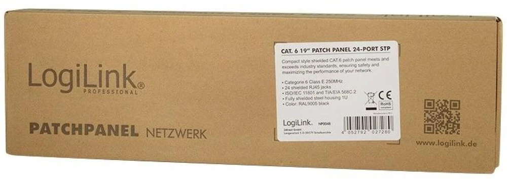 LOGILINK NP0048 LOGILINK- Patch Panel 19-mounting Cat.6 STP 24 jungtys, juodas