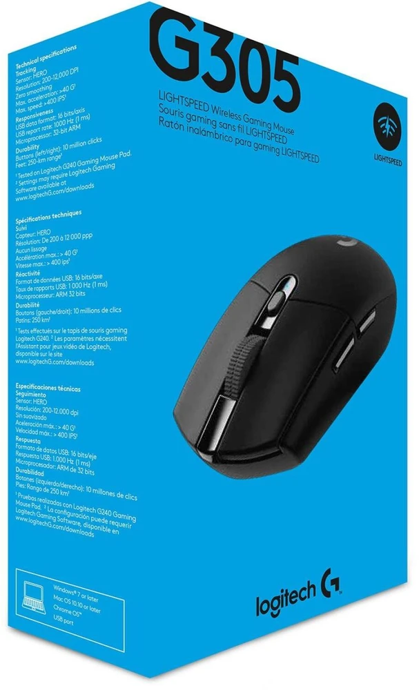 Pelė žaidimams Logitech G305, juodos spalvos