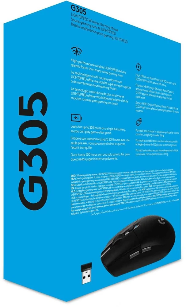 Pelė žaidimams Logitech G305, juodos spalvos