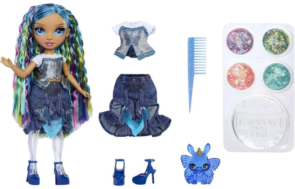 MGA Lėlė Rainbow High Rainbow Shimmers su gleive Skyler mėlyna 122418-EU