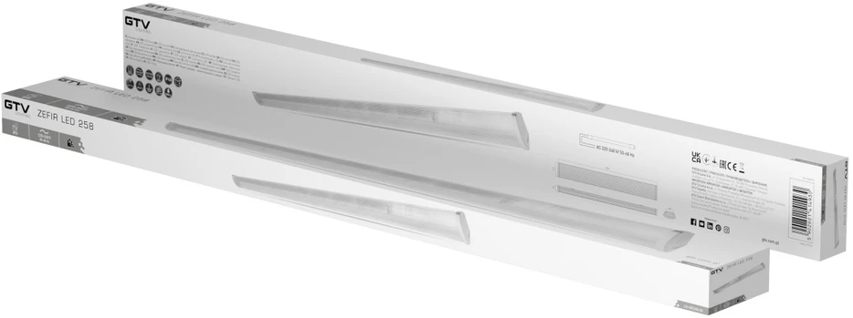 Sieninis šviestuvas GTV Linijinis šviestuvas Zefir-LED 258, T8 LED, G13, AC220-240V, 50/60Hz, IP40, ABS/PC, skaidr