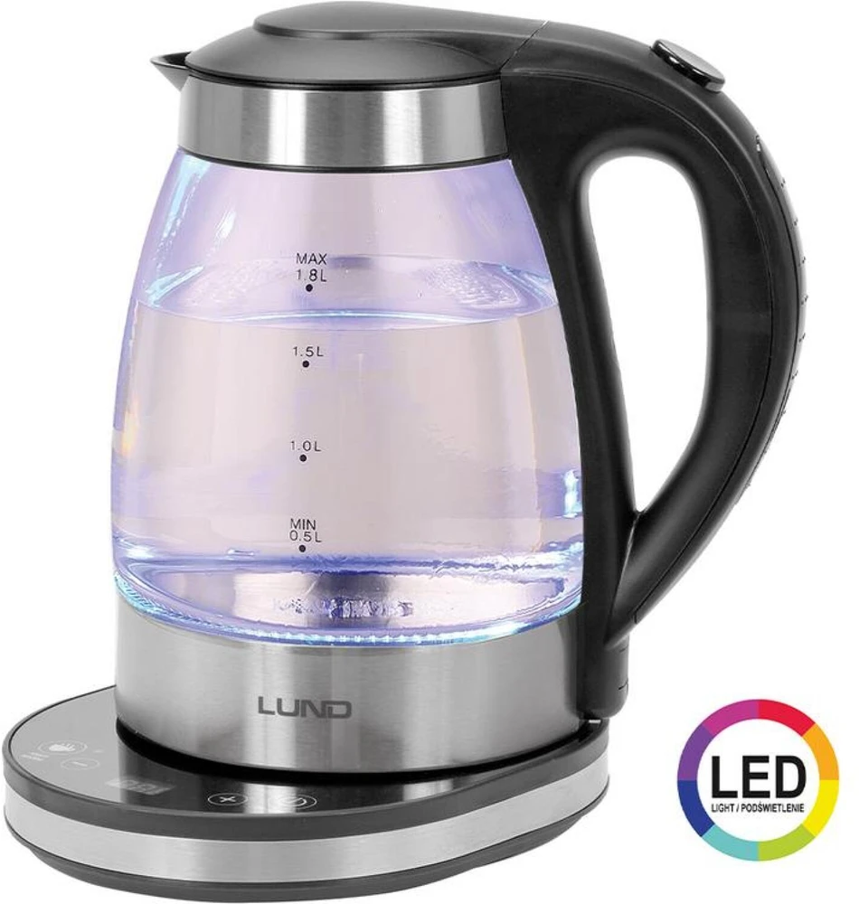 Virdulys LUND ELECTRIC LED STIKLINIS VIRDULIS 1,8L TEMPERATŪROS REGULIAVIMAS