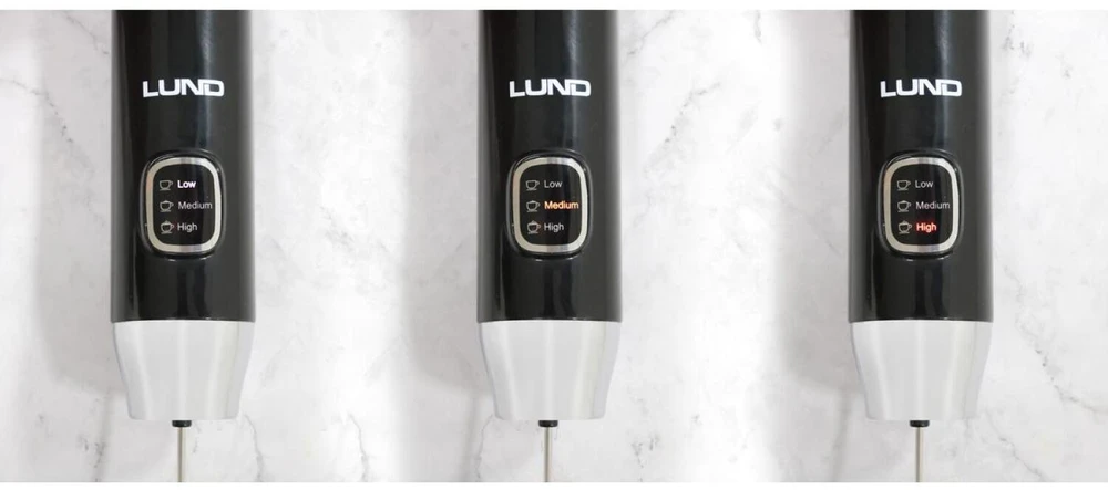 Lund Belaidis pieno putų plakiklis, įkrovimas USB laidu, 3 greičio nustatymai, rankinis pieno putų plakiklis, kavos pieno putų plakiklis