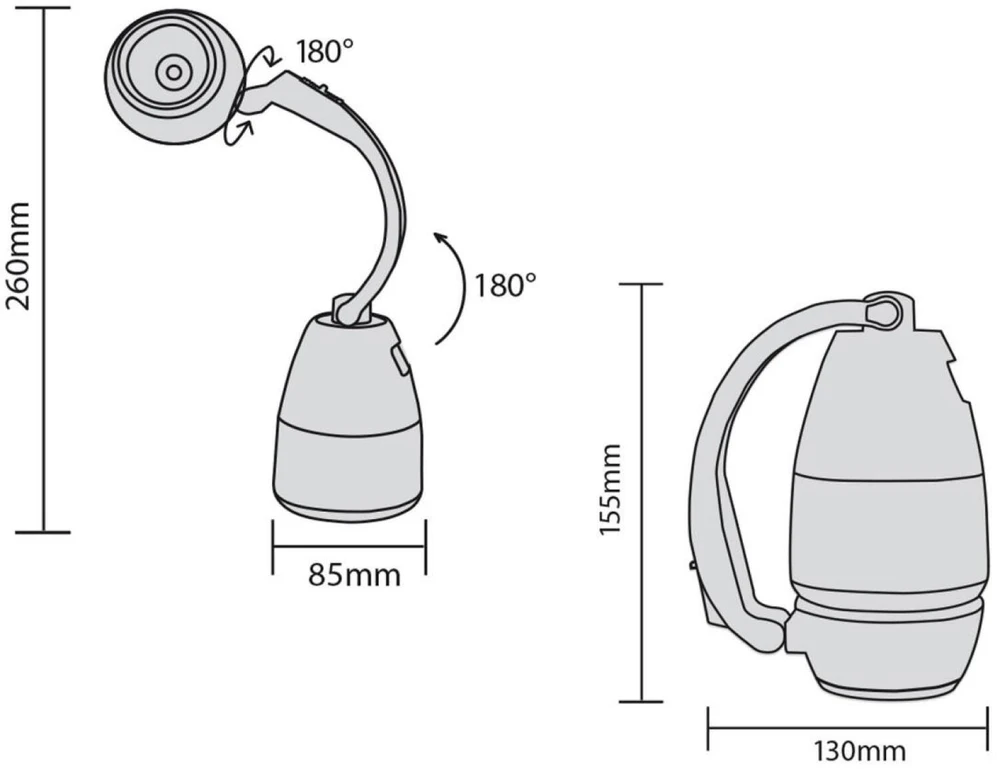 Lampa „Maclean“ 3 viename LED lempa, stovyklavimo, stalo, žibintuvėlis, 1 W, 60–200 lm, šaltai balta 6000 K, maitinama 3 x AA 1,5 V baterijomis, MCE294