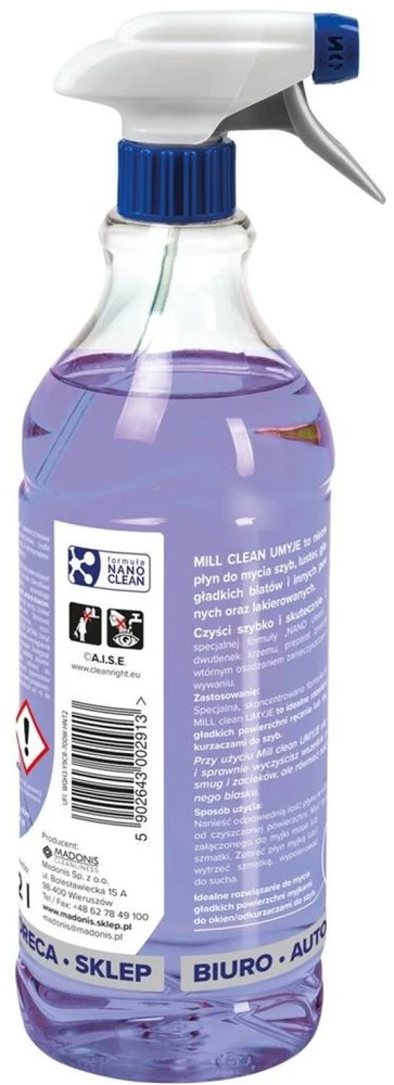Madonis „Mill Clean“ langų, stiklo, veidrodžių, plytelių valymo skystis su macchia kvapu 1,22 l