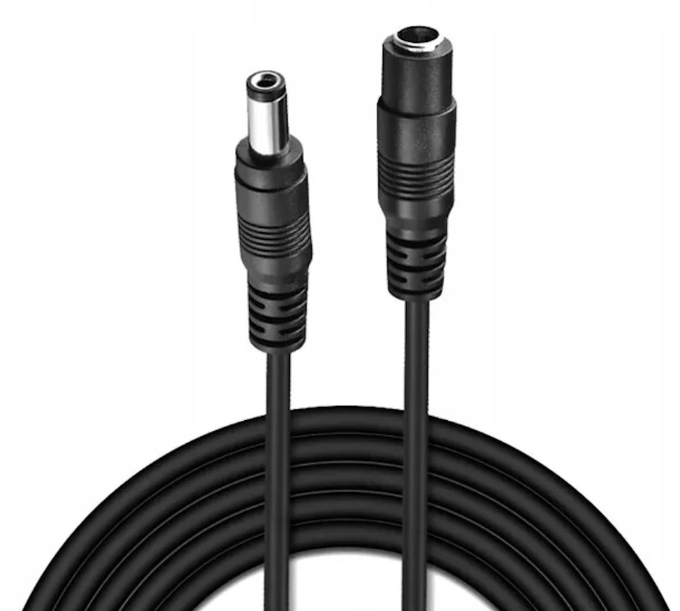 EZVIZ lauko ilginimo maitinimo kabelis IP kameroms/ 1× DC 5,5 mm kištukas/ 1× DC 5,5 mm lizdas/ ilgis 5 m/ juodas