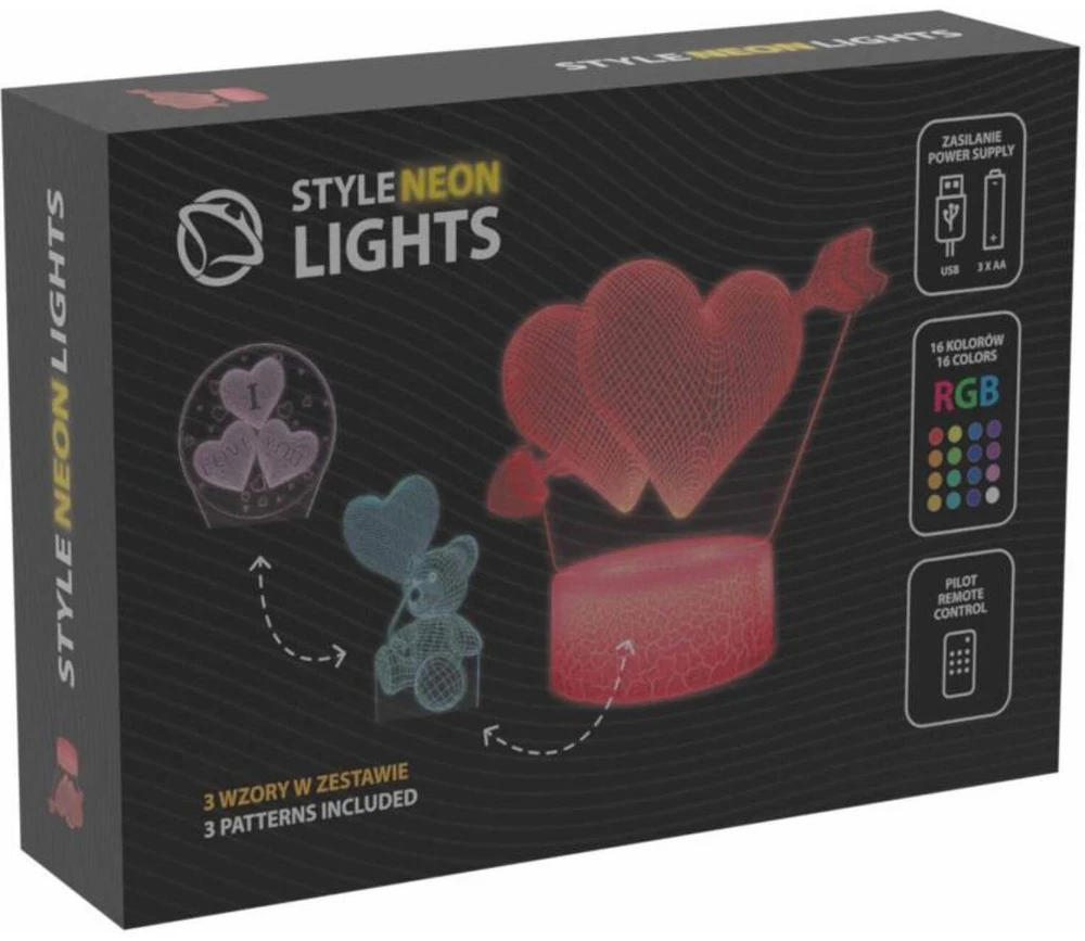 Manta SNL115RGB LED lempa Šviesos dekoracija Širdis RGB 3D