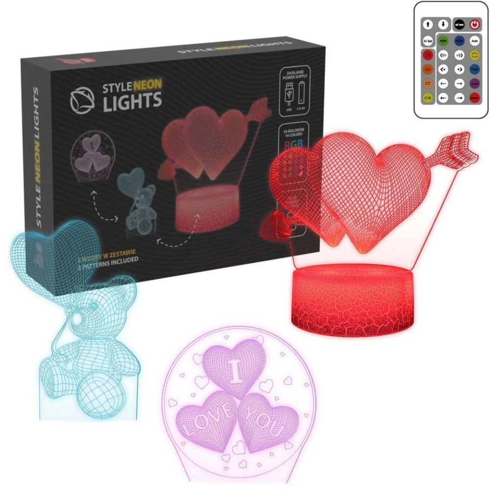 Manta SNL115RGB LED lempa Šviesos dekoracija Širdis RGB 3D