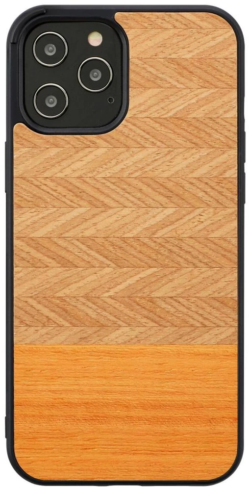 MAN&WOOD dėklas iPhone 12/12 Pro silkės kaulo rašto arancia juodas