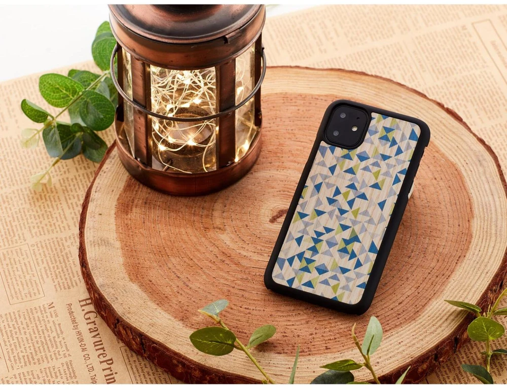 MAN Telefono dėklas iPhone 11, mėlynas su juodu trikampiu
