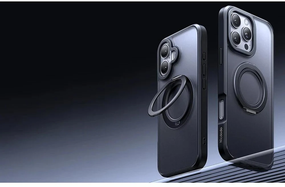 McDodo PC-4933 MagSafe dėklas iPhone 16 Pro Max su stovu (juodas)