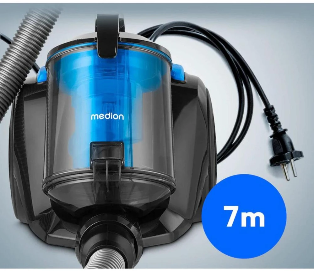Medion dulkių siurblys E2001 MD12078 50079018, 18kPa, 800W, 2l, HEPA filtras, plaunamas filtras, 7m, 79dB