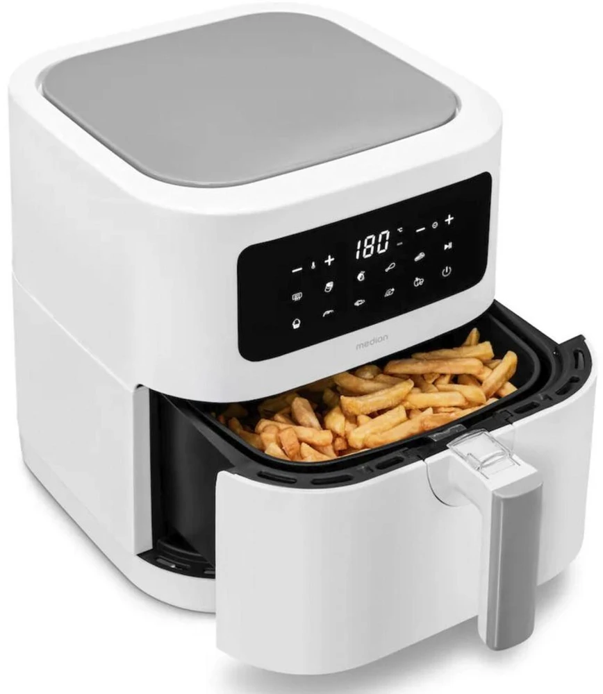 Medion karšto oro gruzdintuvė Life MD 11740 E40 XL, 50078152, 2150W, 5.2l, 50-200°C, 9 programos, 60 min laikmatis, ekranas, balta