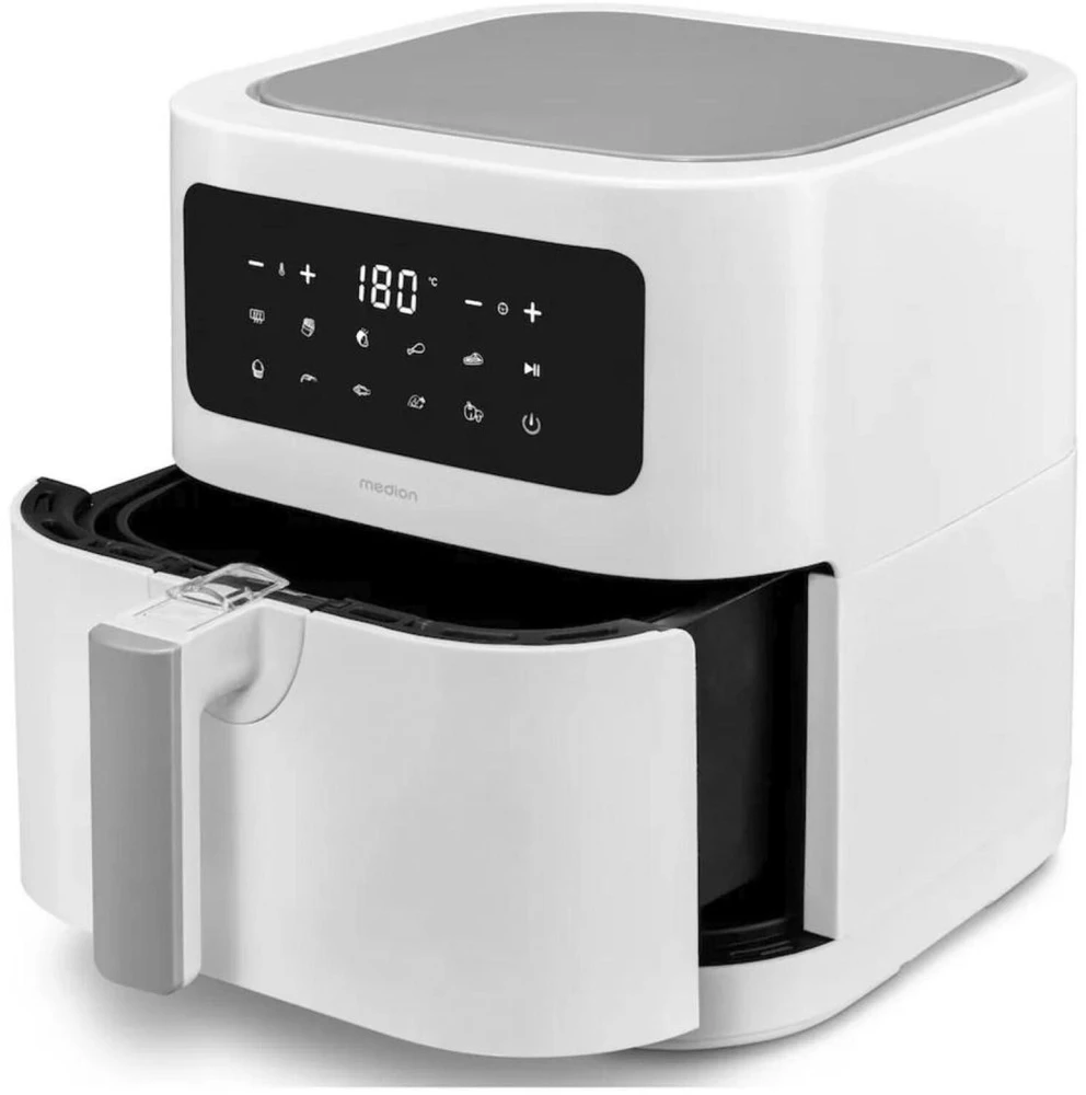 Medion karšto oro gruzdintuvė Life MD 11740 E40 XL, 50078152, 2150W, 5.2l, 50-200°C, 9 programos, 60 min laikmatis, ekranas, balta