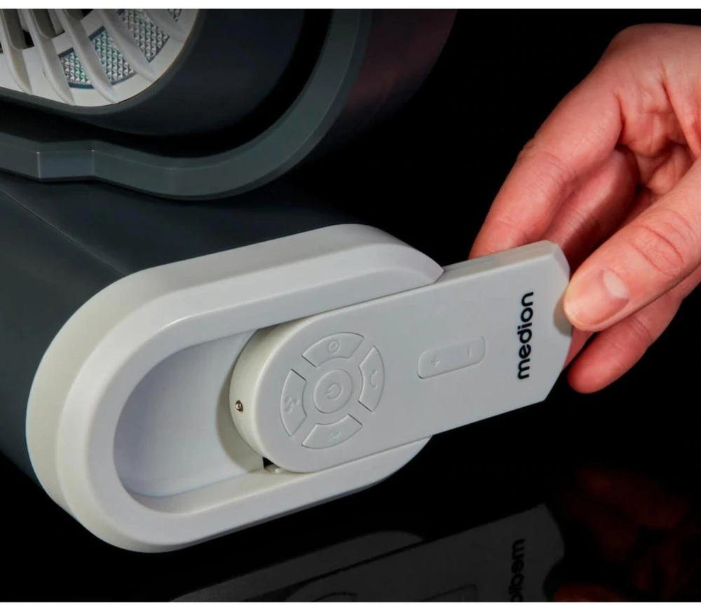 Medion LIFE Stovyklavimo ventiliatorius E10 TF MD 12065 50078440, 20W, 4m/s, 48dB, 110°, 5 greičiai, 2 režimai, 10000mAh, USB-A