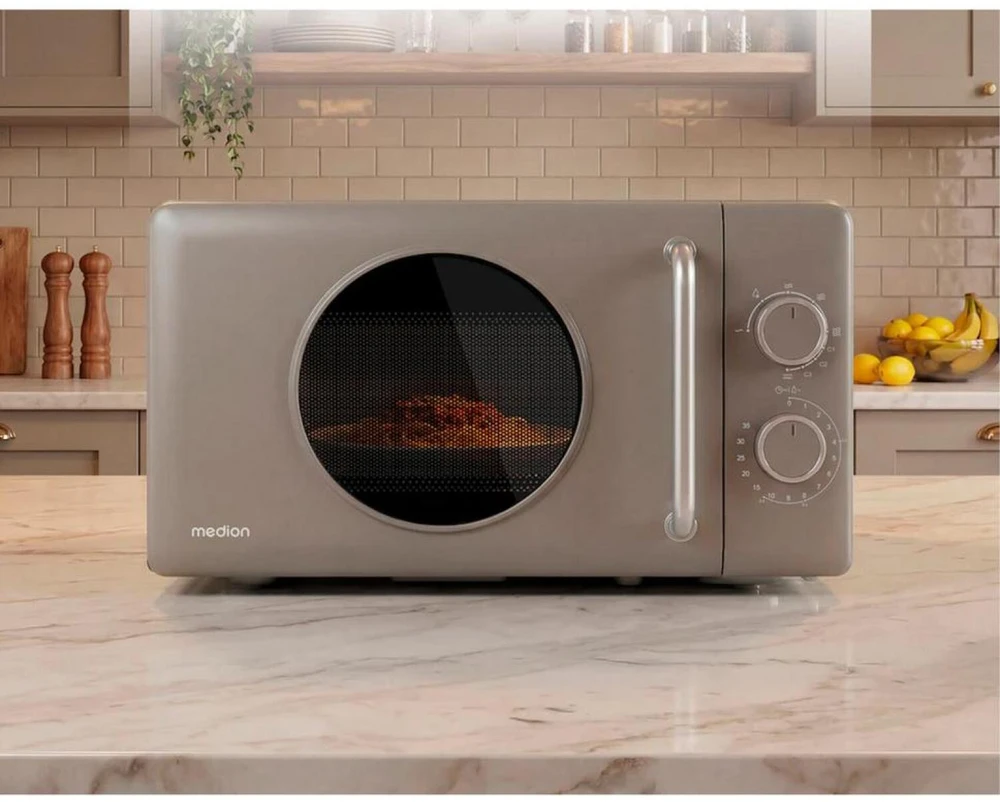 Medion mikrobangų krosnelė MD100119 50079803, 20 l, 800 W, 1000 W grilis, 5 lygiai, 35 min laikmatis, chromo rankena