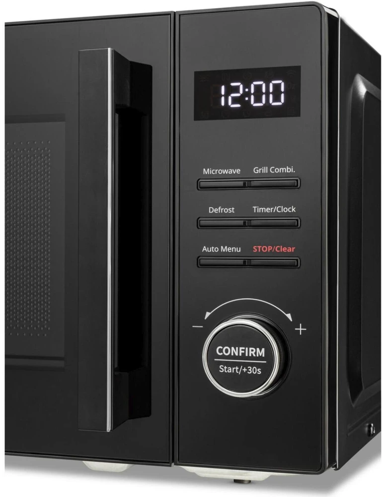 Medion mikrobangų krosnelė MD12021 50076272, 5 galios lygiai, 8 automatinės programos, grilis, laikmatis, LCD ekranas, juoda