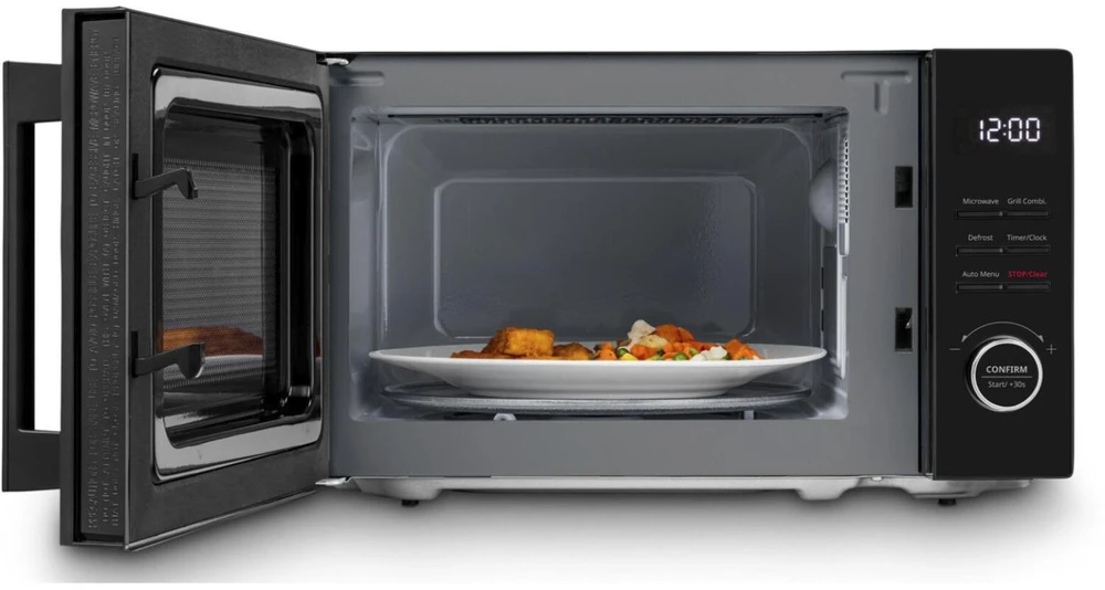 Medion mikrobangų krosnelė MD12021 50076272, 5 galios lygiai, 8 automatinės programos, grilis, laikmatis, LCD ekranas, juoda
